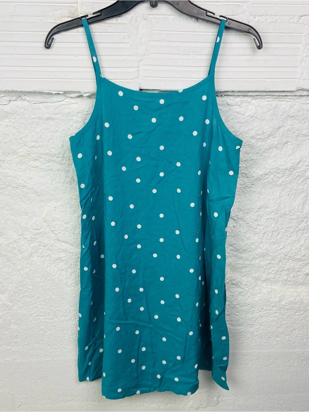 NWT Cat & Jack Teal Polka Dot spaghetti strap Kids Casual Dress size XL 14